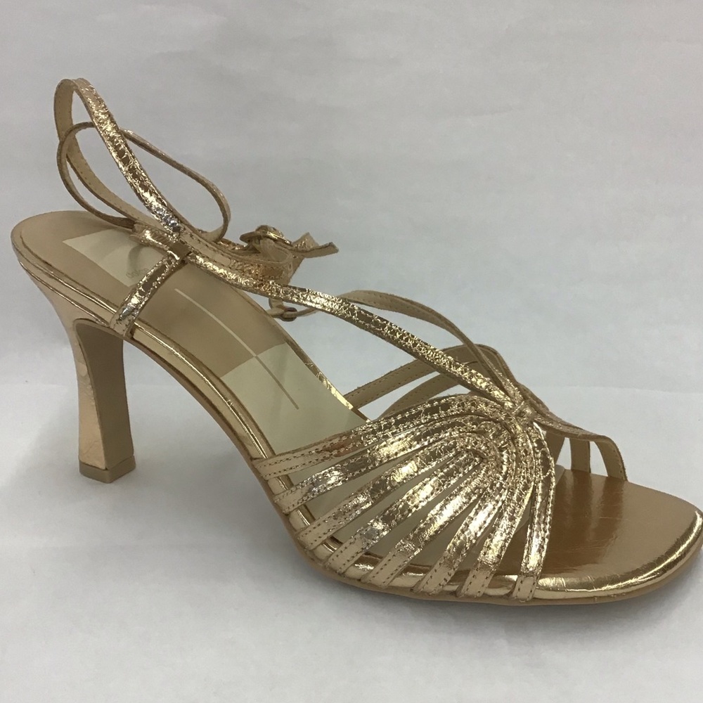 New Womens Stiletto Gold Leather Heels Dolce Vita Nivana Size 9.5